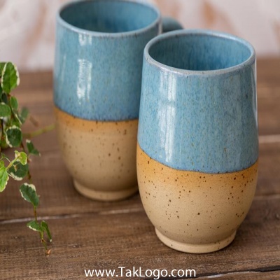 Pottery Coffee Mug, Ceramic Large Turquoise Coffee Mug / Tea Stoneware Cup, Mom Xmas Gift